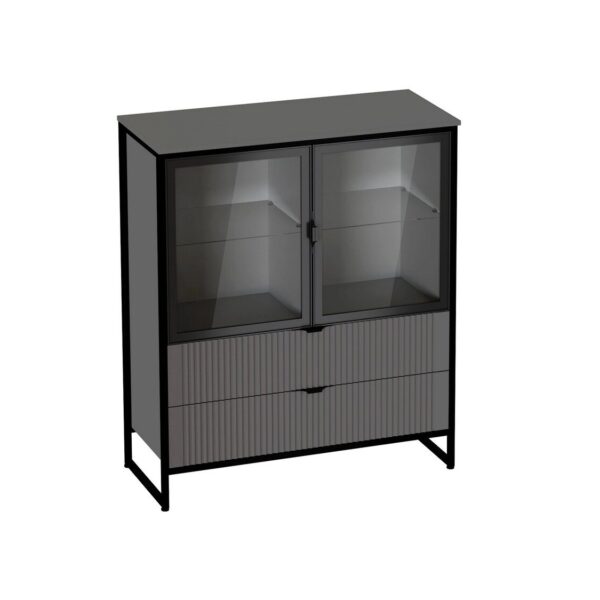 Тумба с 2 дв и 2 ящ "Нора" (металл бруклин/графит) (гостиная)